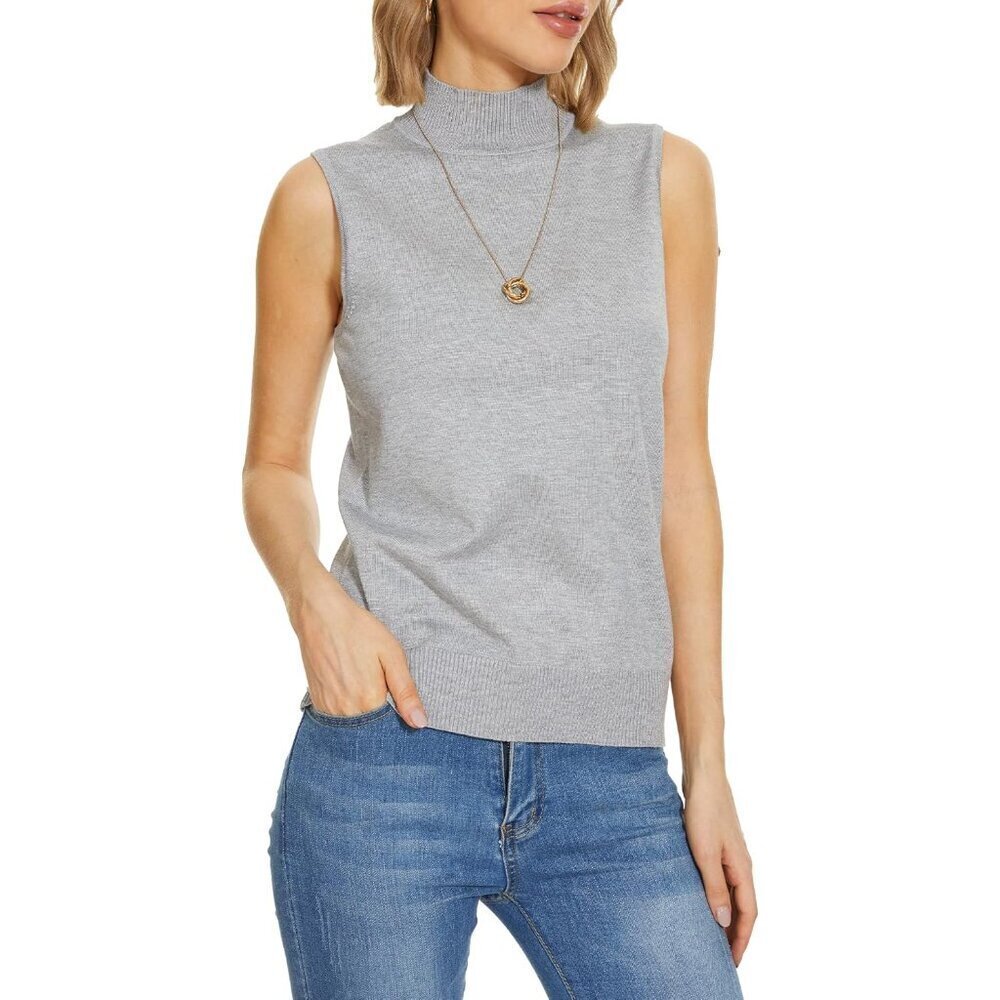 Sleeveless Knit Turtleneck Vest Women Casual Business Office Large